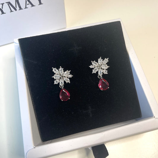 Ruby Starburst Drop Earrings